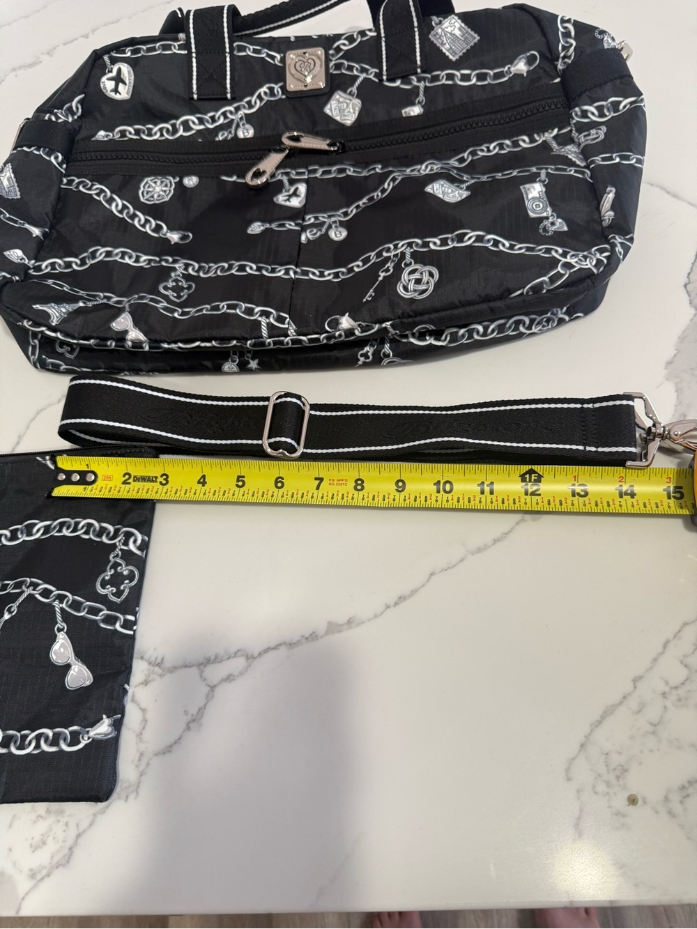 NWOT "Links of Love" Brighton Jetsetter Duffle Bag in black & white - Picture 16 of 16